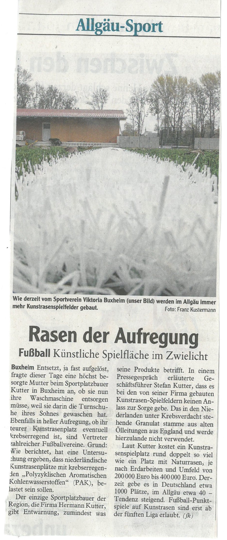 Hermann Kutter krebserrgende Granulate in Kunstrasen